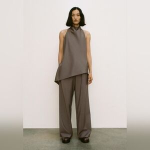 Zara Minimalist Wool Halter Top And Pants Size Large